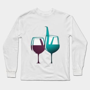 Elegant Wine Glass Duo - Minimalist Vino Art No. 660 Long Sleeve T-Shirt